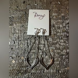 NWT Berry Silvertone Dangle Pierced Earrings